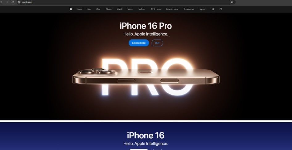Screenshot Apple.com 
