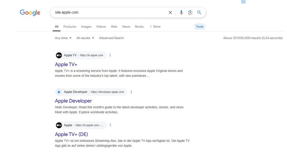 Screenshot SERP Apple