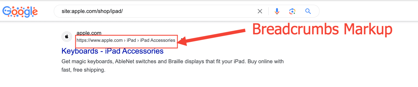 Breadcrumb Google Search Screenshot