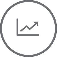 Grey icon of a performance chart