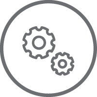 Grey icon of settings wheels